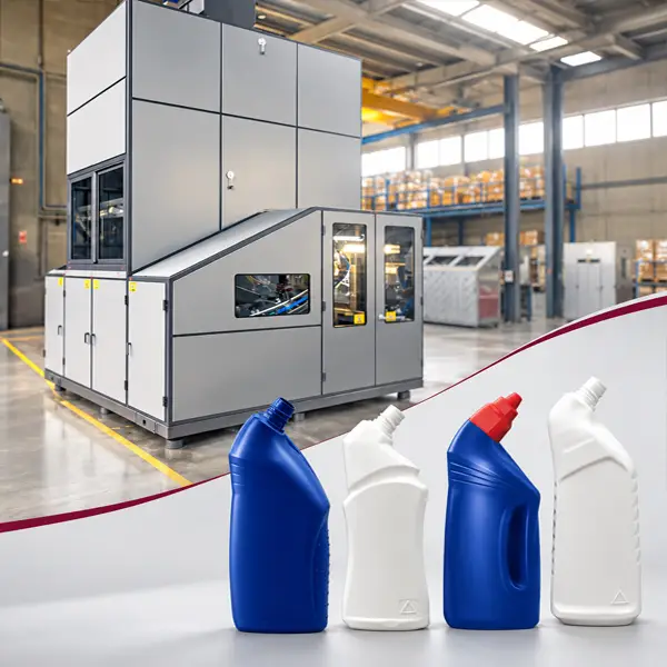 POSIMAT bottle unscrambler with an integrated 6,000-liter storage silo for automated bottle feeding and efficient use of floor space in household product packaging lines.